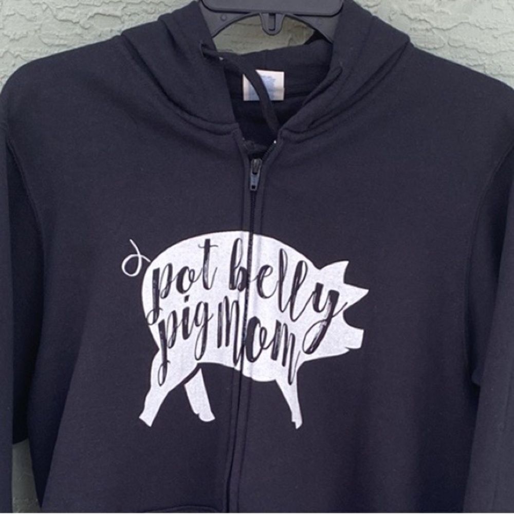 Pot Belly Pig Mom Sz M Zip Up Hoodie